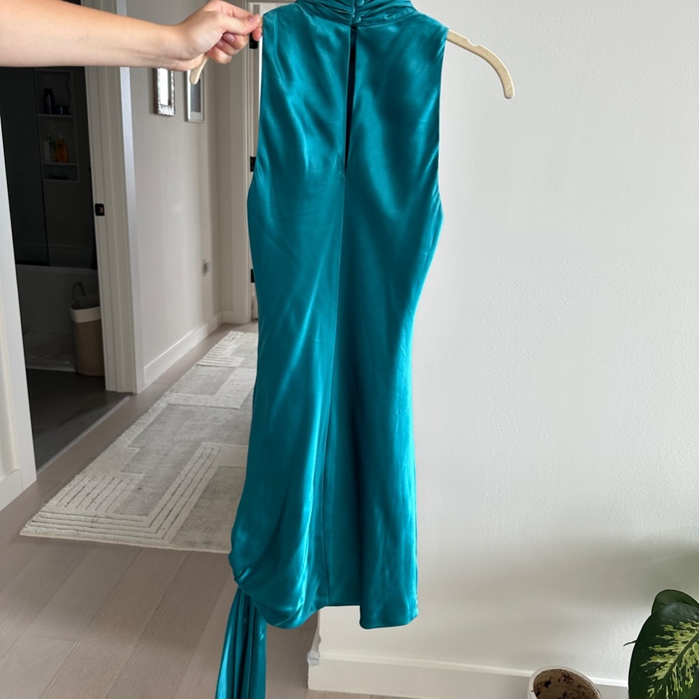 Cinq a Sept: short silk blue dress - Picture 6 of 7